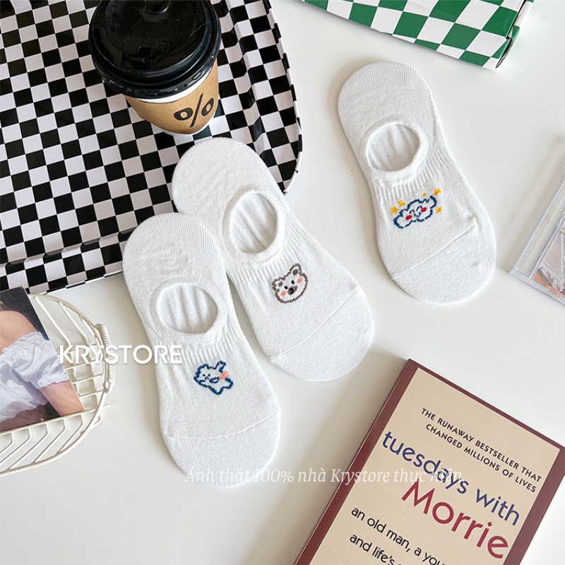 Set 5 đôi vớ lười mỏ vịt cute Krystore có silicon chống tuột chất đẹp TL11