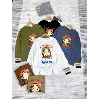 Áo phông dài tay cô gái tay pha len bồng