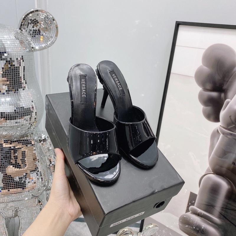 Guốc Versace Bóng Trắng Đen Full Size 35-39  -  By Anh Dinh Phuong