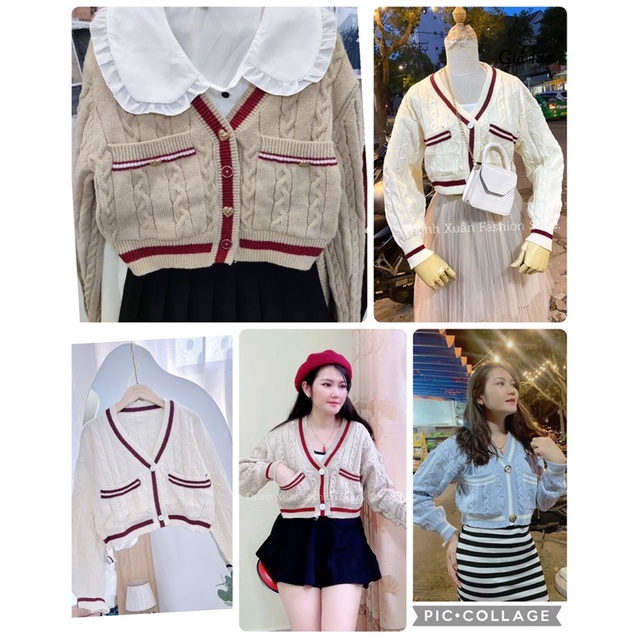 Hình thật khoác len cadigan crotop phong cách hàn  trẻ trung