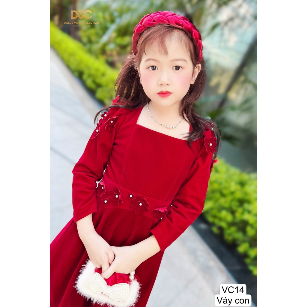 VÁY NHUNGTHIẾT KẾ CAO CẤP CHO BÉ GÁI VC14-DVC
