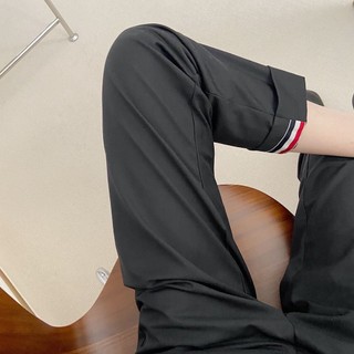 22 spring and summer gray Thom Browne suit pants women's cropped pants spring and autumn suit material black small suit pants straight pants suit pants