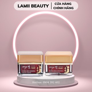 2 DÒNG - Kem dưỡng nhân sâm MY JIN GOLD KOREA RED GINSENG WHITE CREAM/ AQUA WRINKLE WHITENING CREAM