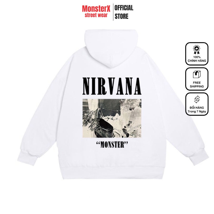 Áo hoodie nỉ bông Monster X Street Nirvan nam nữ form rộng thu đông Local Brand