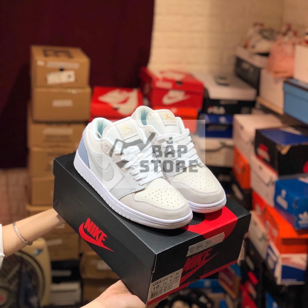 Giày Jordan Cổ Thấp Nam Nữ, Giày Nike_Jordan Paris JD Xám Trắng Hàng Đẹp Full Box