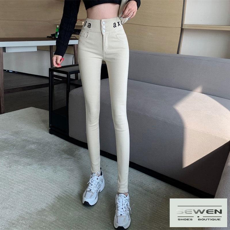 Quần Legging Lưng Cao Dáng Ôm Thêu Họa Tiết Phong Cách Mới Cho Nữ