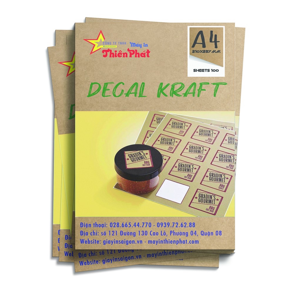 DECAL GIẤY KRAFT KHỔ A4 MÀU VINTAGE (100 TỜ / XẤP) - DECAL BÓC DÁN