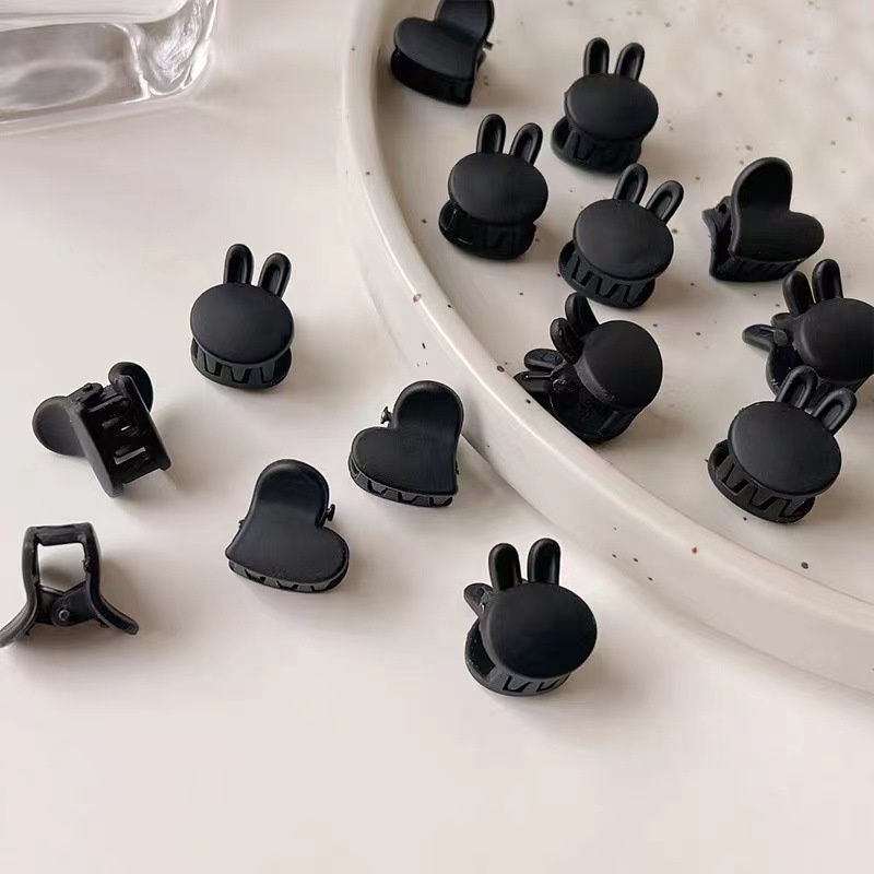 Set 5 Kẹp Tóc Hình Hoa / Trái Tim Màu Nhám Phong Cách Hàn Quốc Cho Bé Gái