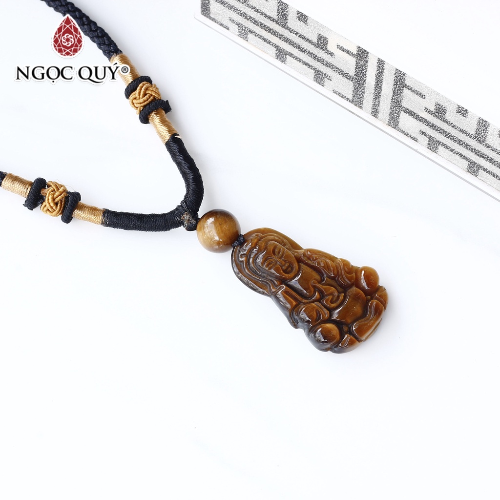 Mặt dây chuyền phật bà quan âm mắt hổ vàng nâu - Ngọc Quý