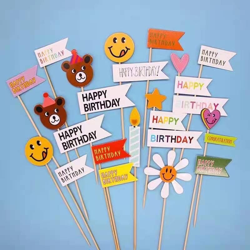 Combo 4 set cắm hpbd trang trí bánh