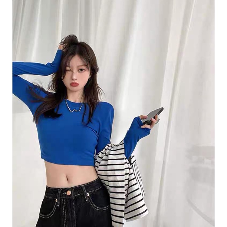 Áo thun tăm BASIC CROPTOP LỬNG tay dài