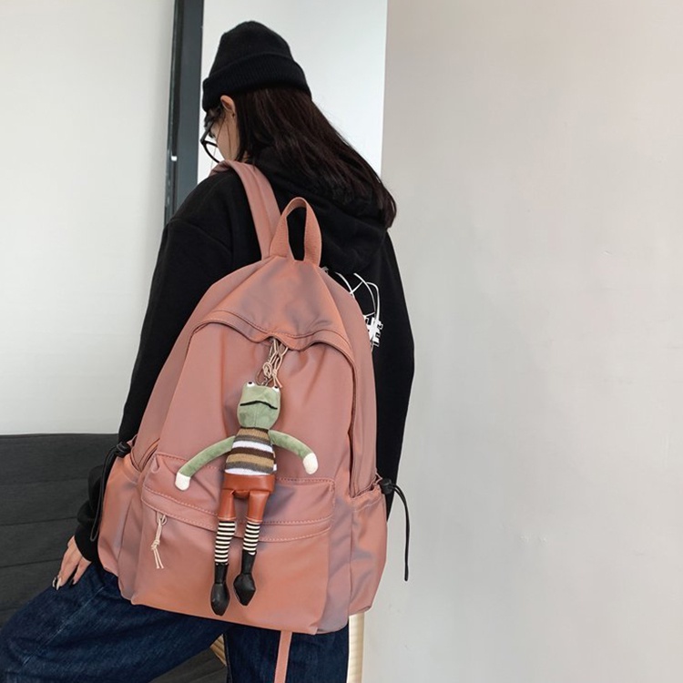 IELGY Balo Màu Trơn Chống Thấm Nước Sức Chứa Lớn Phong Cách Hàn Quốc Cho Nữ