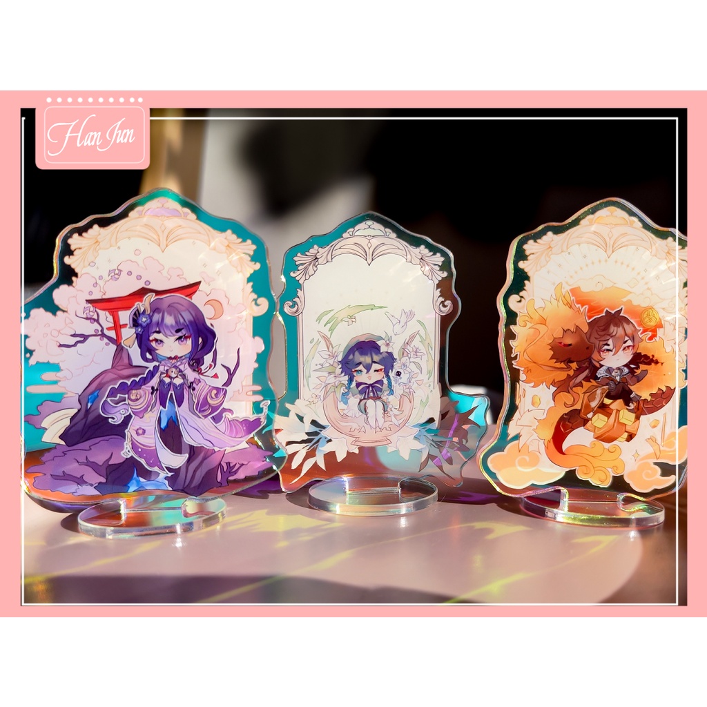 Standee Archons Genshin 8cm Zhongli/Venti/Raiden