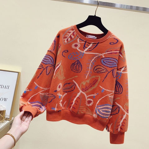 Áo Nỉ Lót Lông Cừu Dày Dặn Dáng Rộng Phong Cách Phương Tây Hàn Quốc Thời Trang Thu Đông Cho Phụ Nữ Trung Niên