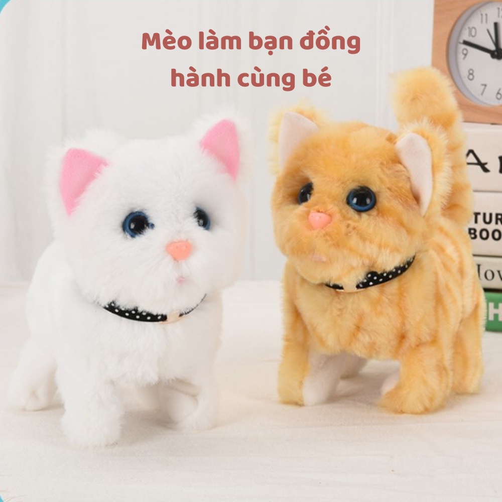 Mèo bông biết đi biết kêu meo meo, biết vẫy đuôi mèo bông nhỏ đồ chơi trẻ em cho bé trai bé gái 1 2 3 4 tuổi babyegg