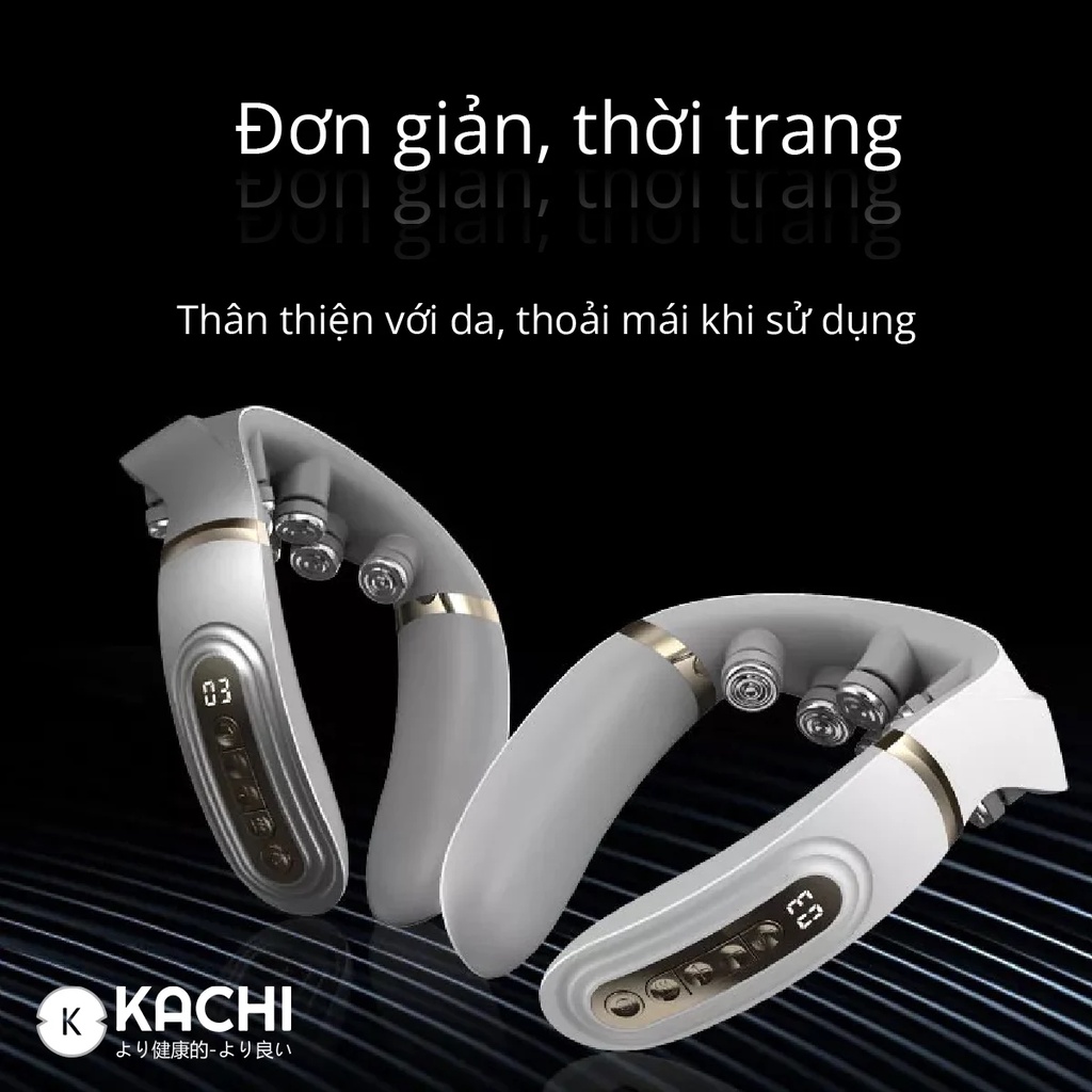 Máy massage cổ không dây 10 đầu rung nhiệt cao cấp Kachi MK350 hỗ trợ tăng tuần hoàn máu não, giảm đau đầu, đột quỵ