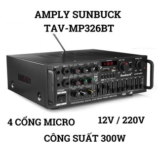  Ampli karaoke ô tô xe tải Sunbuck AV-MP326BT có bluetooth dùng nguồn điện 220V 12V - Amply công suất lớn hàng xịn 