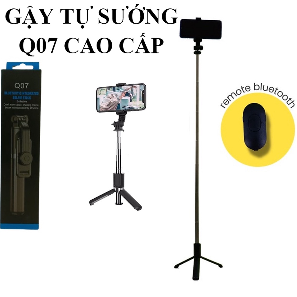 Gậy Tự Sướng Q07, Gậy Chụp Ảnh 3 Chân Đa Năng Cao Cấp , Kèm Đèn Selfie + Remote Bluetooth Siêu Tiện Lợi - TuHaiStore