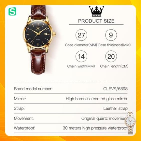 Đồng Hồ OLEVS 6898 Chống Thấm Nước Kiểu Dáng Thời Trang Cho Nữ dây da đẹp giá rẻ