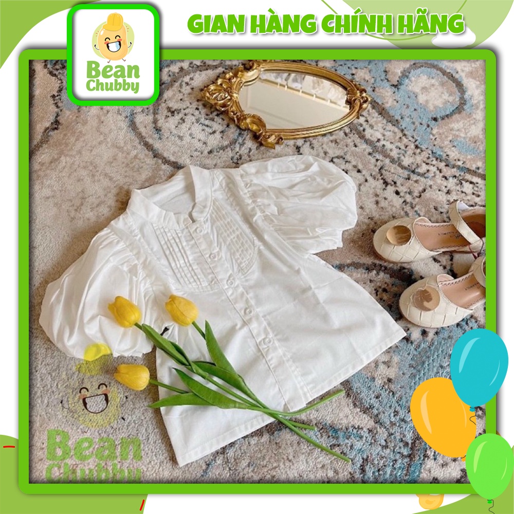 Áo sơ mi trắng cổ tàu tay bồng Bean Chubby thời trang cho bé gái - CL03