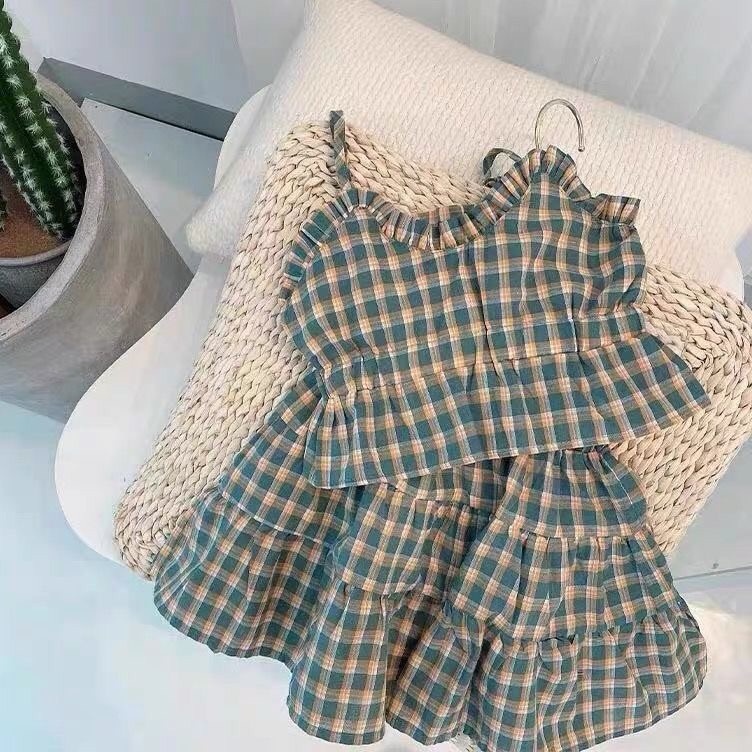 Set Đồ 2 Món Gồm Áo Không Tay Và Chân Váy Cho Bé Gái