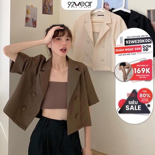 Áo khoác blazer 92WEAR tay ngắn thời trang dáng croptop phong cách Hàn Quốc BL001