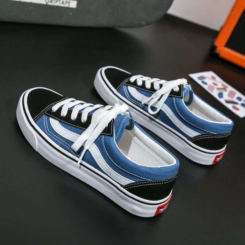 VANS Giày Lười Nam Thời Trang Năng Động☇❀◘Giày Thể Thao Nam Cổ Thấp Họa Tiết Caro Trắng Đen Thời Trang Hàn Quốc 2022
