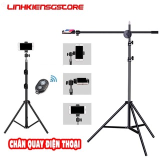 Chân điện thoại livestream cao 2m kẹp điện thoại và Remote bluetooth