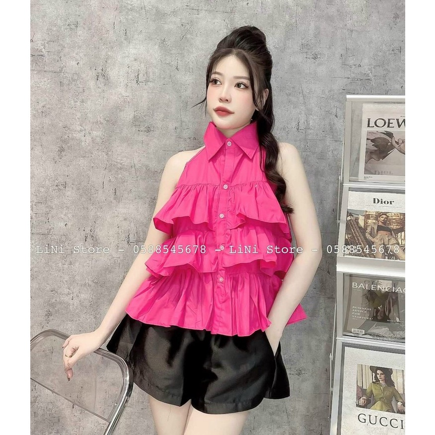 Sét Đồ Bộ Nữ Áo Lụa Lá Cổ Xếp Tầng &amp; Quần Short Chất Tapta Thiết Kế Sang Chảnh Đi Làm Công Sở, Dạ Hội Và Du Lịchalohasho