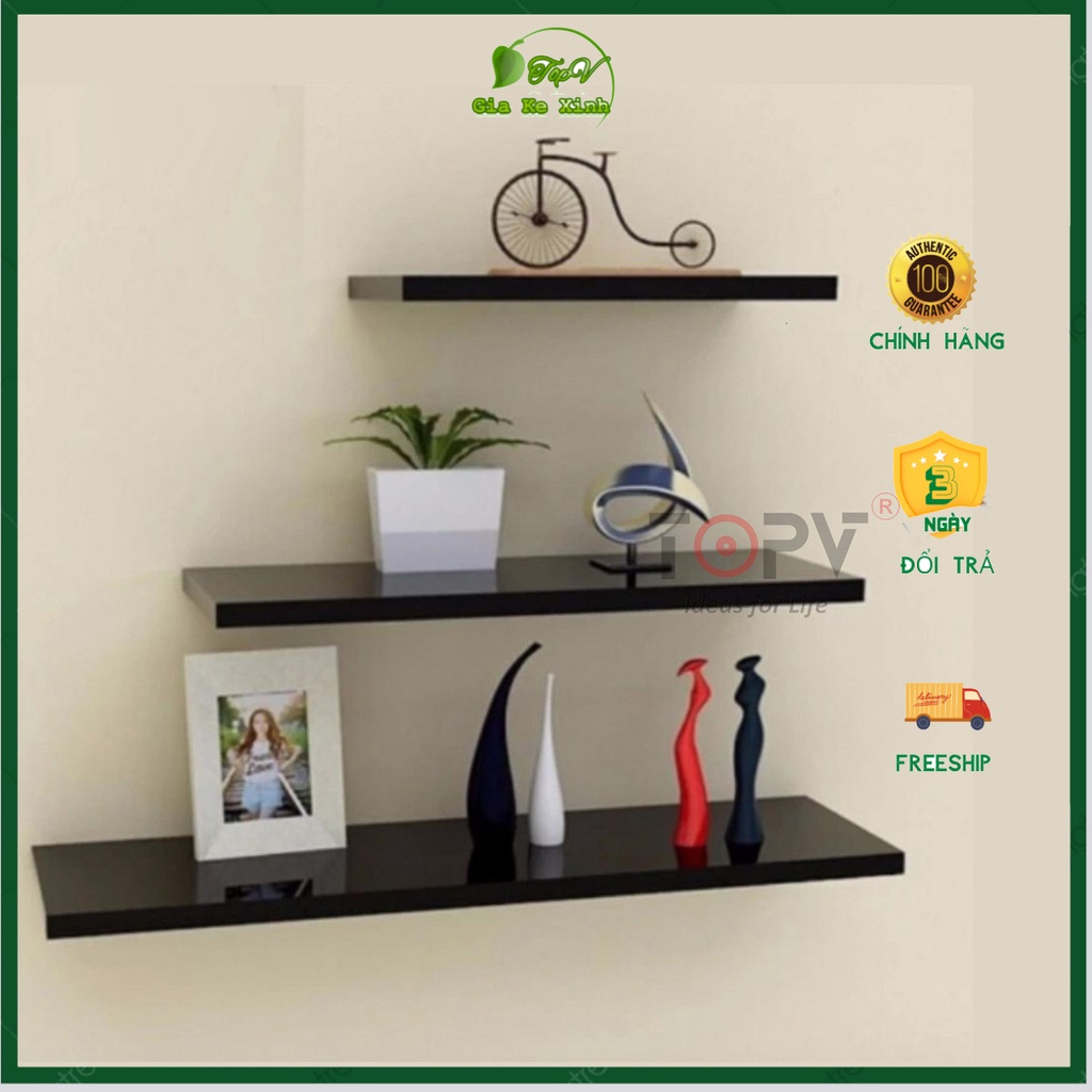 Kệ gỗ trang trí treo tường TopV decor thanh gỗ ngang gắn tường mini phòng khách phòng ngủ để cây cảnh Giá kệ xinh