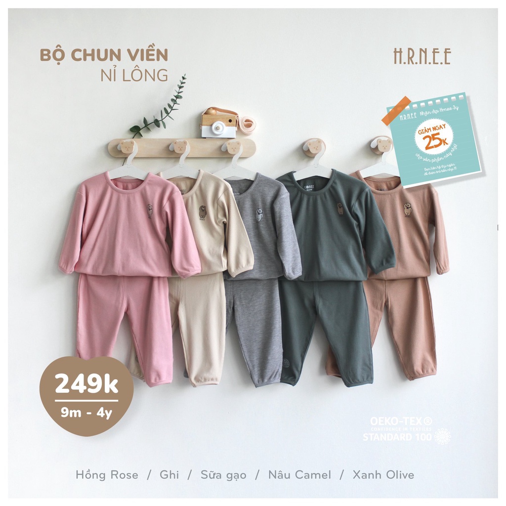 Bộ chun viền nỉ lông của hrnee