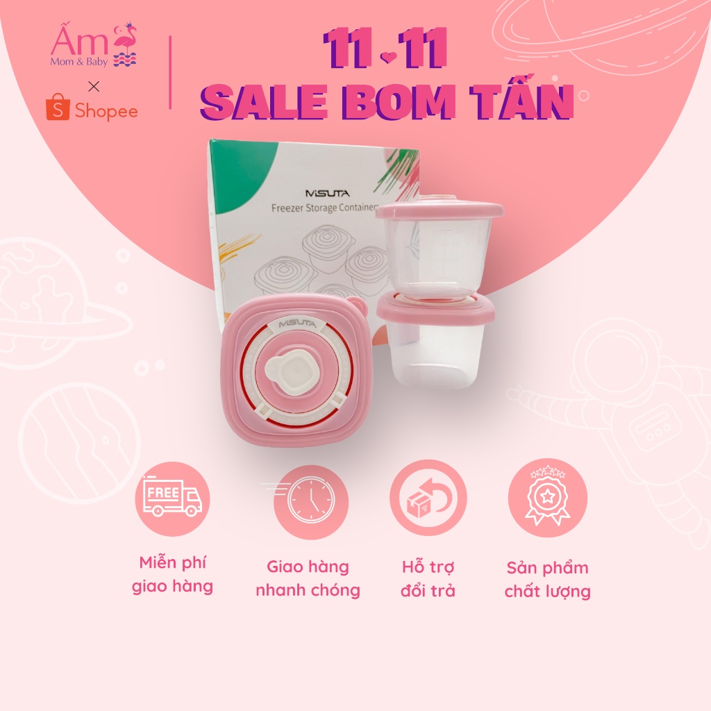 Hộp Trữ Đông Thức Ăn Misuta Cho Bé Khay Để Đồ Bảo Quản Lạnh ẤM GIFT DECOR
