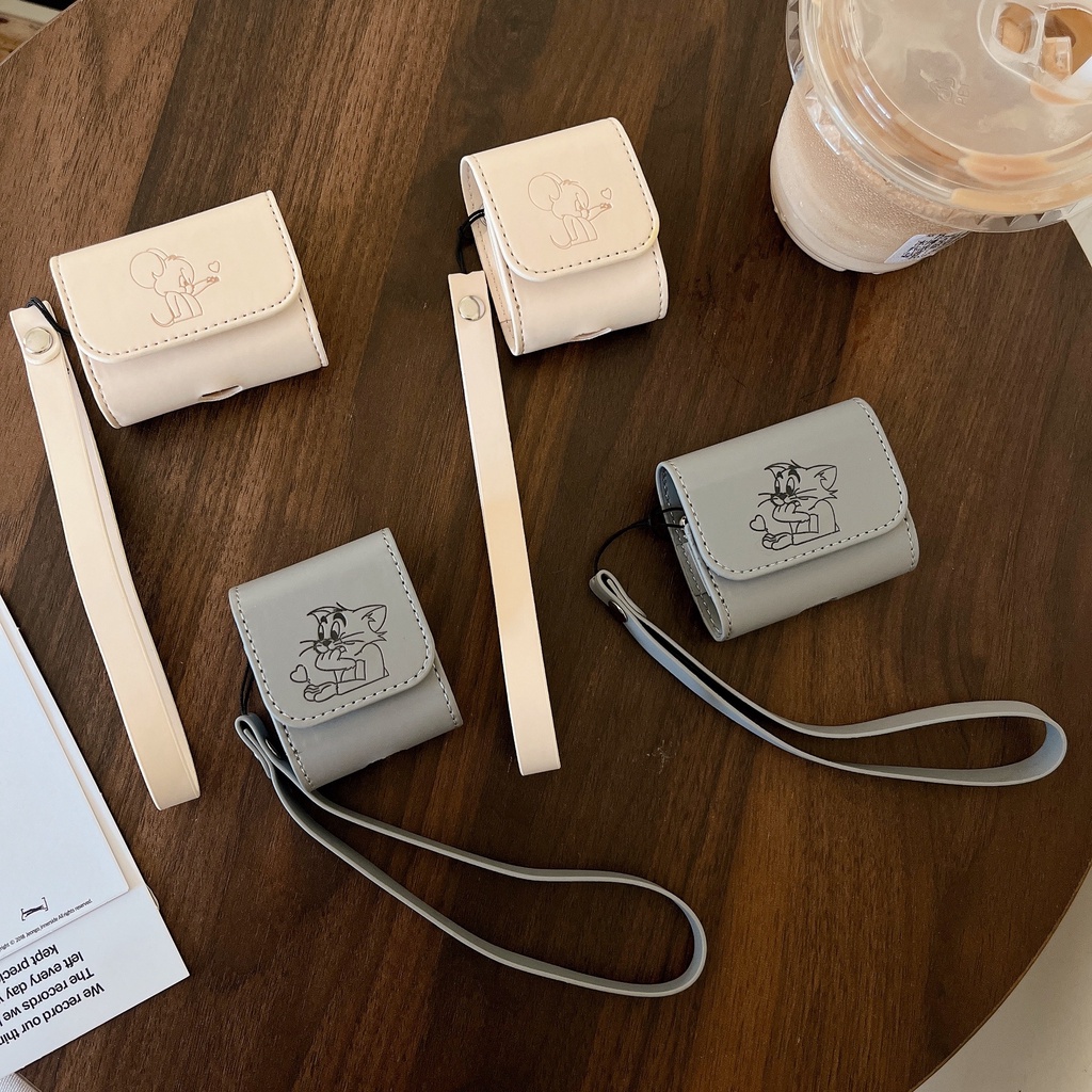 Vỏ Bảo Vệ Hộp Sạc Tai Nghe AirPods3 2021 / 3 / 3 Bằng Da Họa Tiết Mèo Và Chuột Dễ Thương Thời Trang Mới