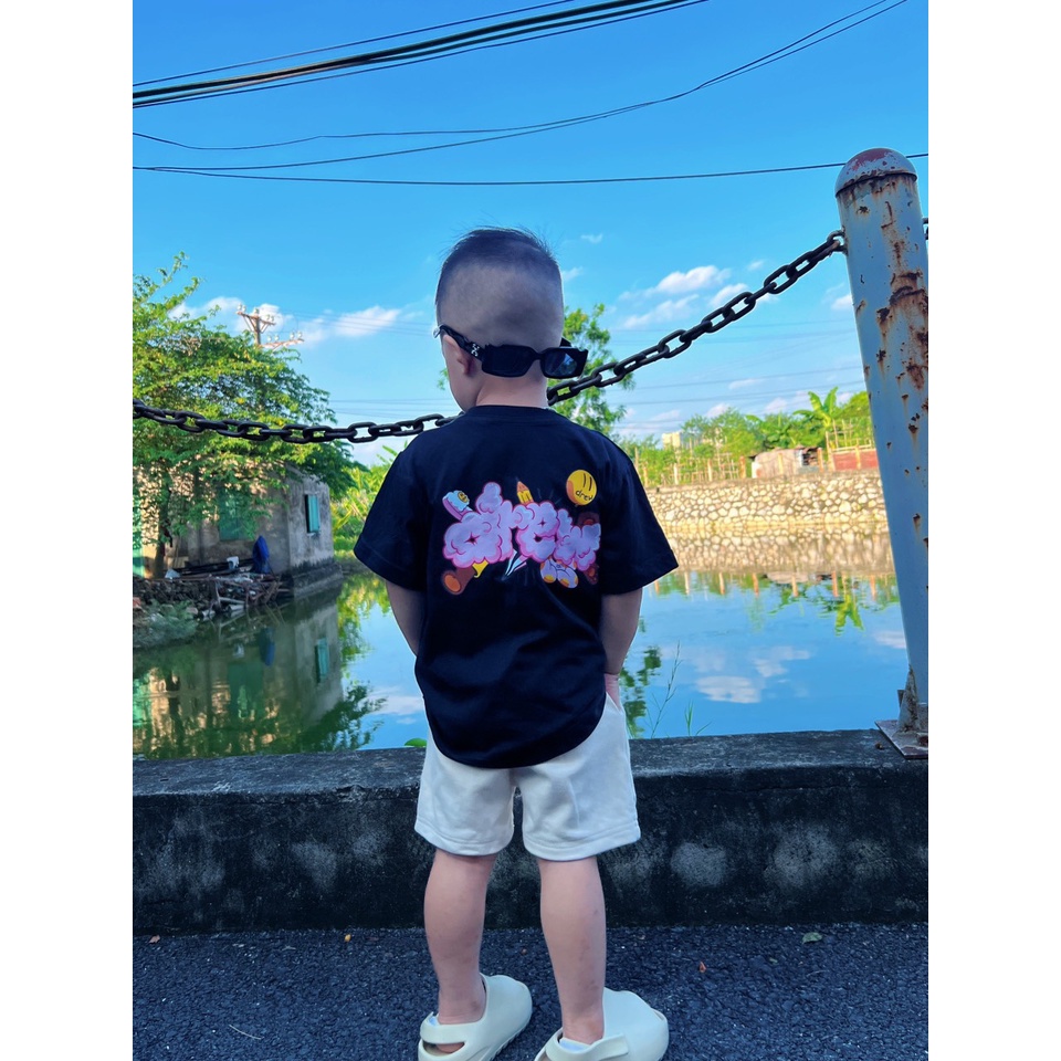 Áo thun tay lỡ Drew Doodle cho bé và gia đình , áo phông gia đình unisex , TP KIDs