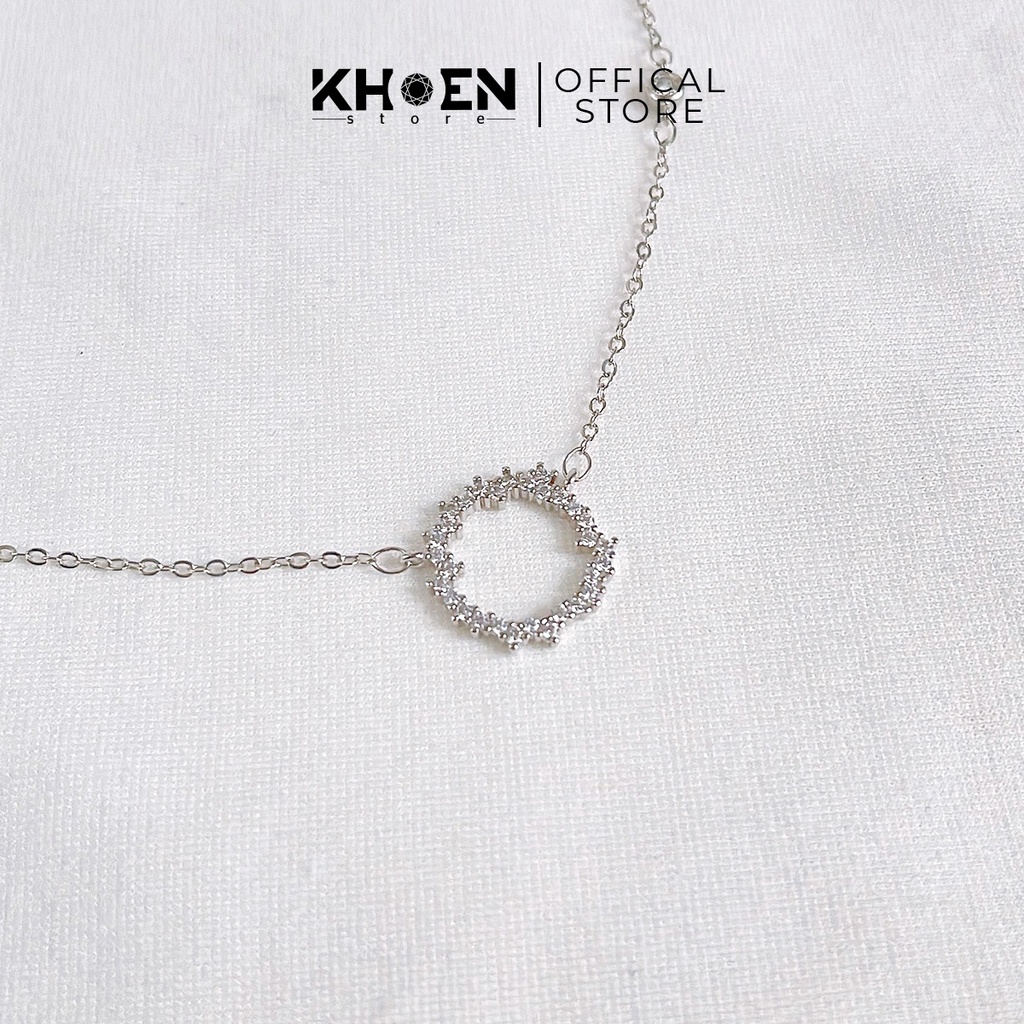 (1 Chiếc) Vòng cổ tròn đá zircon xi bạc 925 - Khoen Store