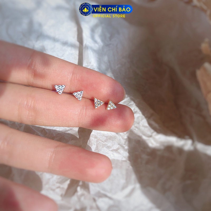 Bông tai bạc nữ hình Tam giác lấp lánh chất liệu bạc 925 thời trang phụ kiện trang sức nữ Viễn Chí Bảo E045