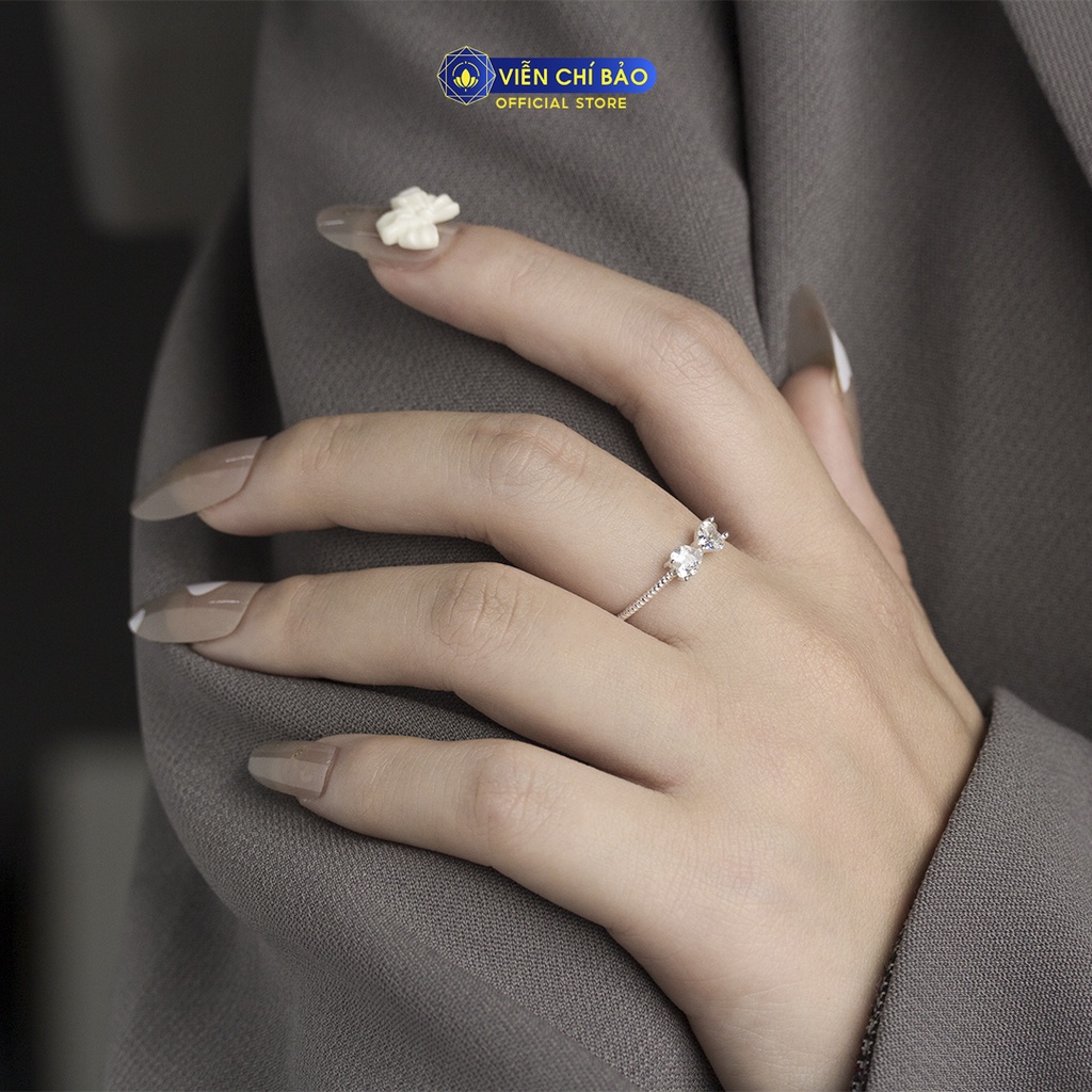 Nhẫn bạc nữ nơ xoắn đá trắng chất liệu bạc 925 thời trang phụ kiện trang sức nữ Viễn Chí Bảo N400882