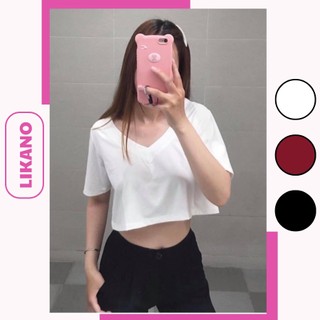 Áo croptop cổ tim trơn form rộng 6 màu LIKANO CRT53