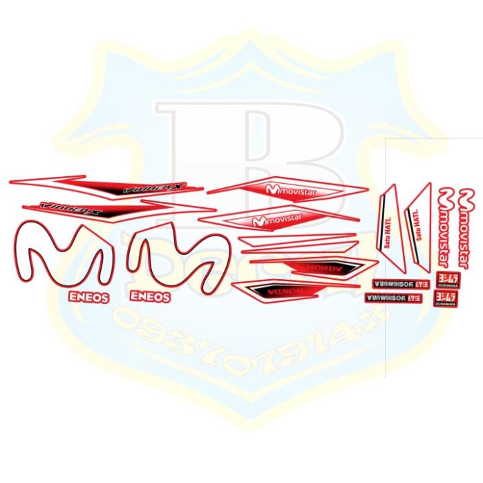 DECAL PVC 5 LỚP CHẤT LƯỢNG CAO Tem rời winner X movistar đỏ