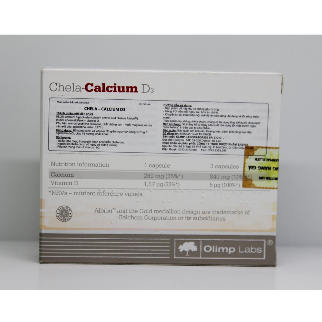 Canxi Hữu Cơ Cho Bà Bầu Chela Calcium D3 - Dễ Hấp Thu & Không Gây Lắng Cặn (Hộp 30 Viên)