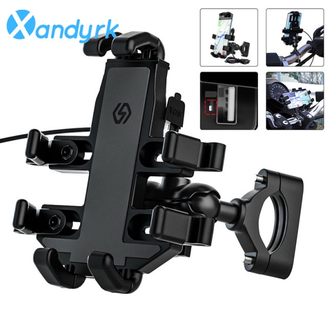 Giá Đỡ Điện Thoại Có Cổng Sạc Usb Gắn Tay Lái Xe Máy