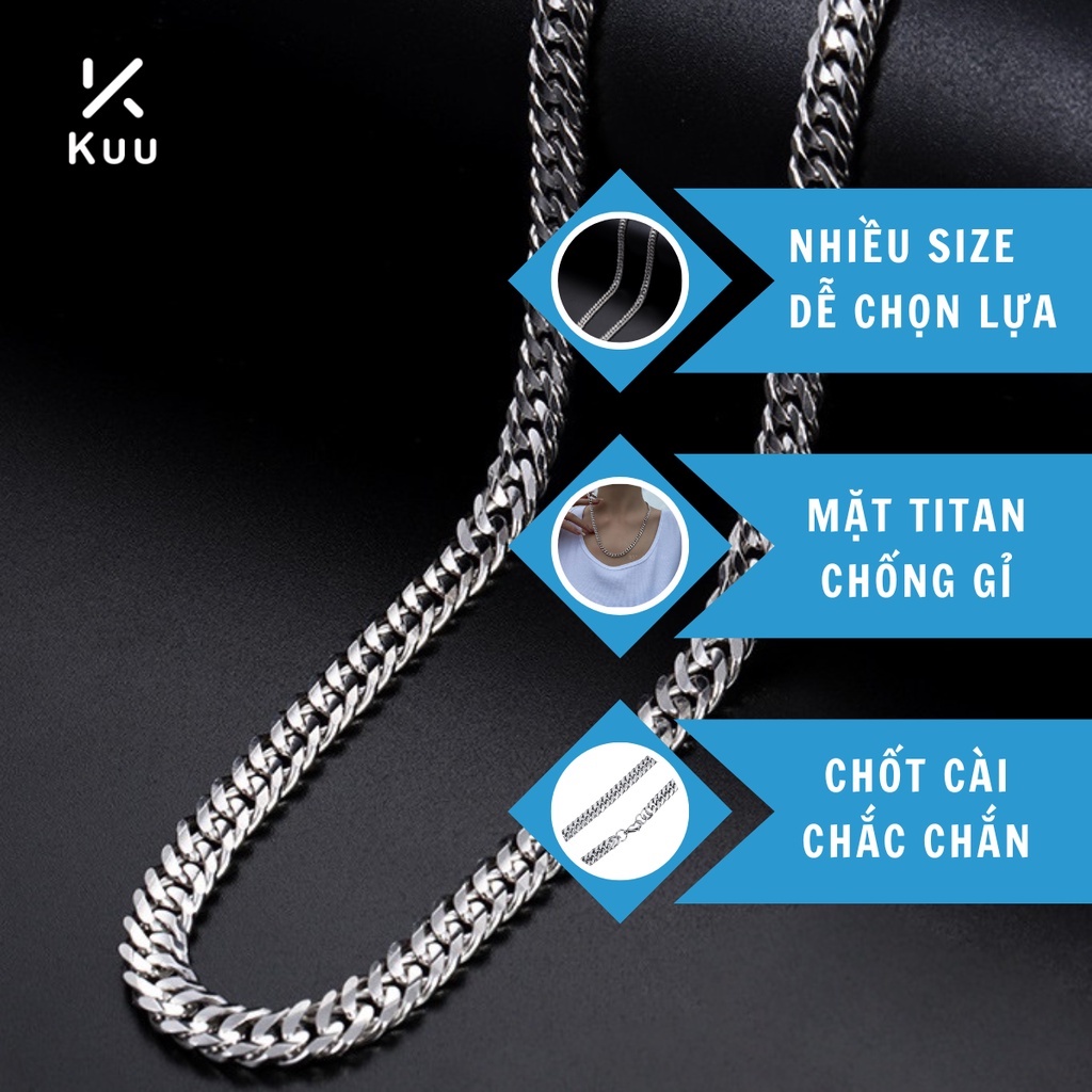 Dây Chuyền Nam Nữ Vòng Cổ Titian Không Gỉ Chuỗi Trơn Bản Lớn Kuu Clothes Cá Tính Thời Trang - Dây Chuyền Chuỗi Trơn