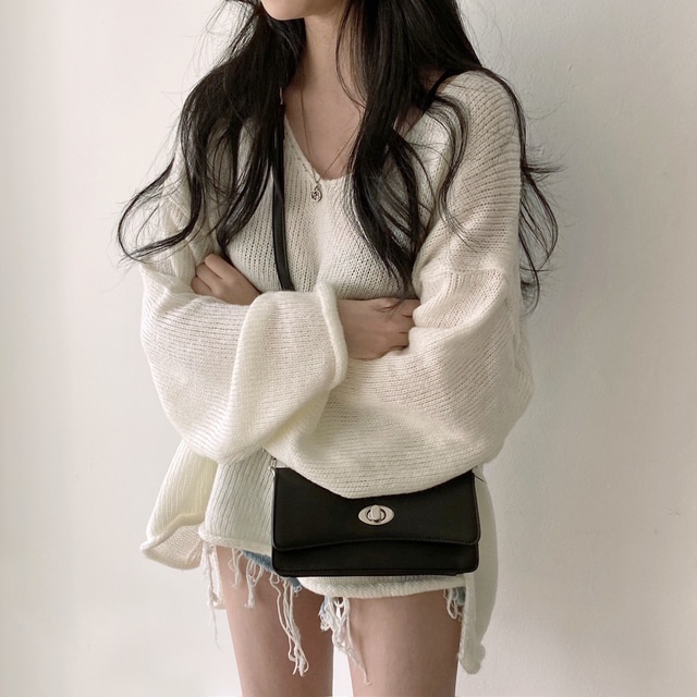 Áo Sweater Cổ Chữ V Phong Cách Retro Thời Trang Hàn Quốc
