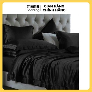 Drap Giường Ga Giường Lẻ Phi Lụa Thương hiệu AT HOME Mát Mịn  - Màu Đen