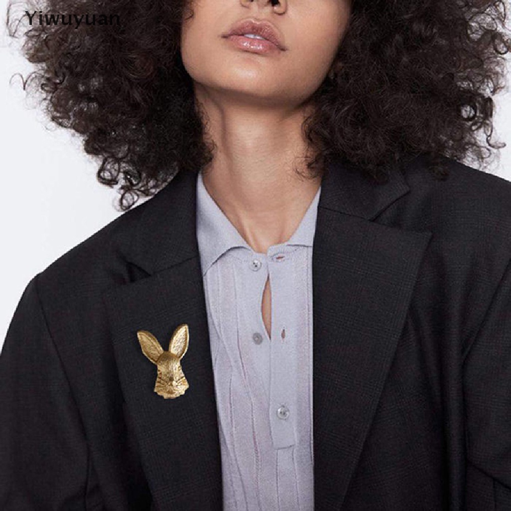 < Yiwuyuan > Trâm Cài Áo Khoác Hình Đầu Thỏ Lập Thể Thời Trang Vintage Cho Nữ Dự Tiệc Trang Trí Đầm