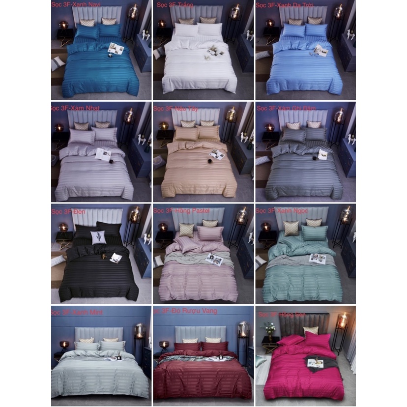 Bộ Chăn Ga Gối Cotton Tici Hàn Quốc Sọc 3F Cao Cấp Chuyên Dùng Cho Nhà Nghỉ, Khách Sạn. Tặng Gối Ôm