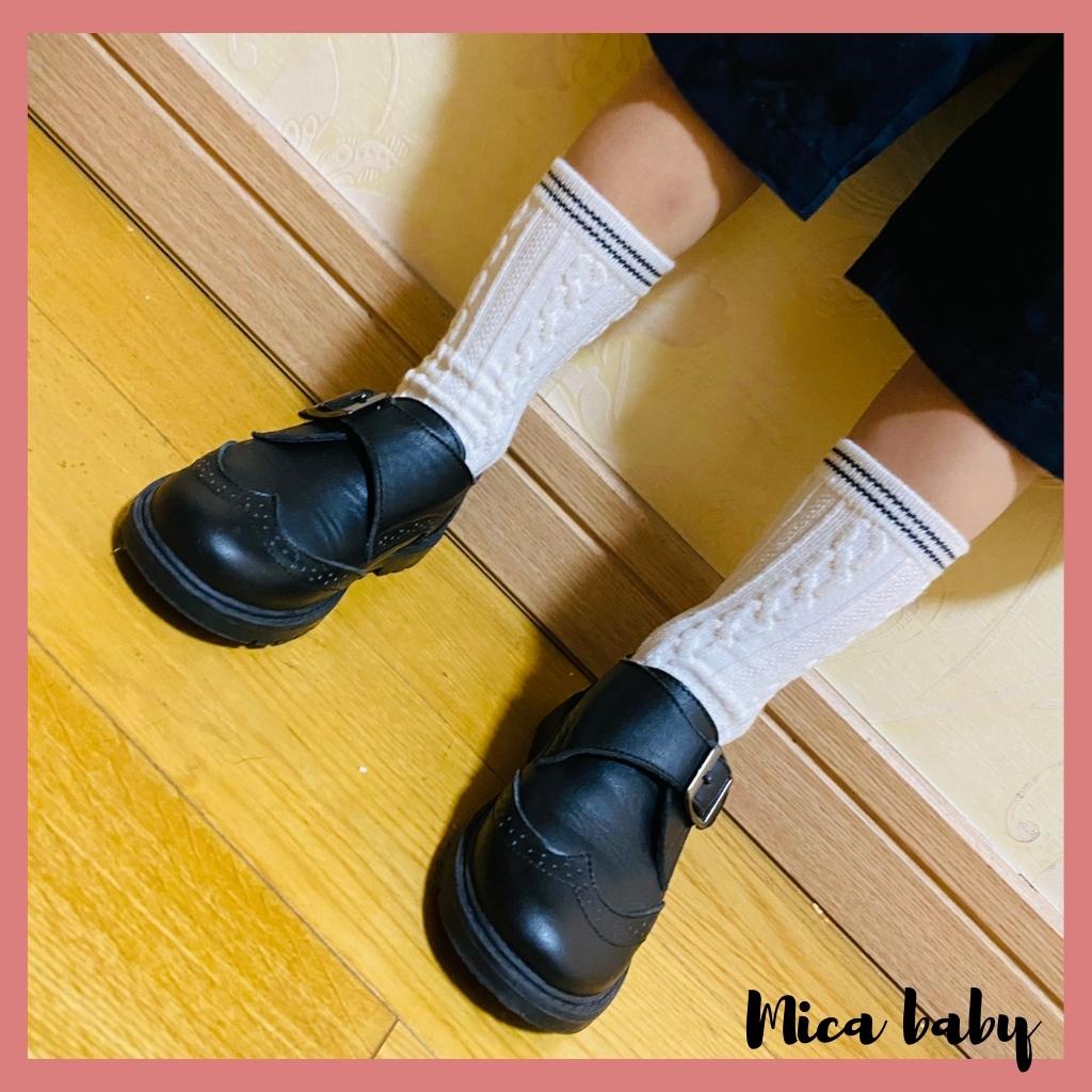 Tất vớ cao cổ chất len dập hình nổi phong cách Hàn Quốc đáng yêu cho bé T40 Mica baby