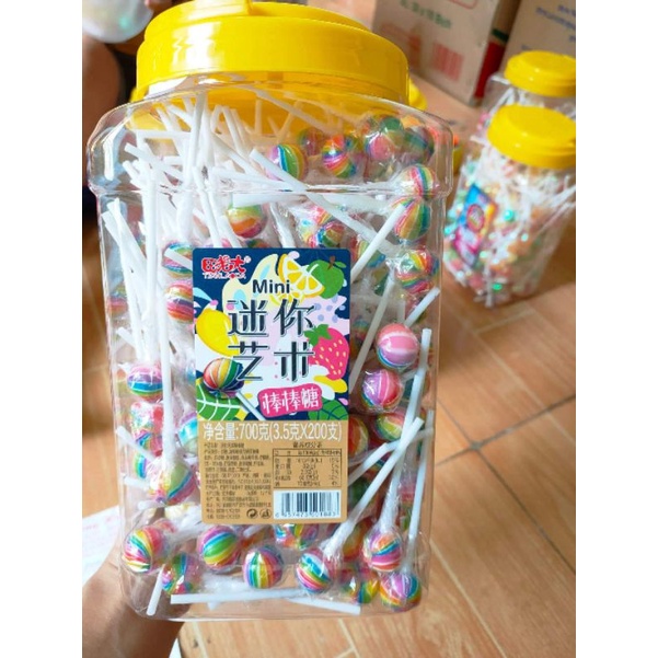 Sỉ 1 hộp 200cây kẹo mút mini Mix các vị trái cây cho bé