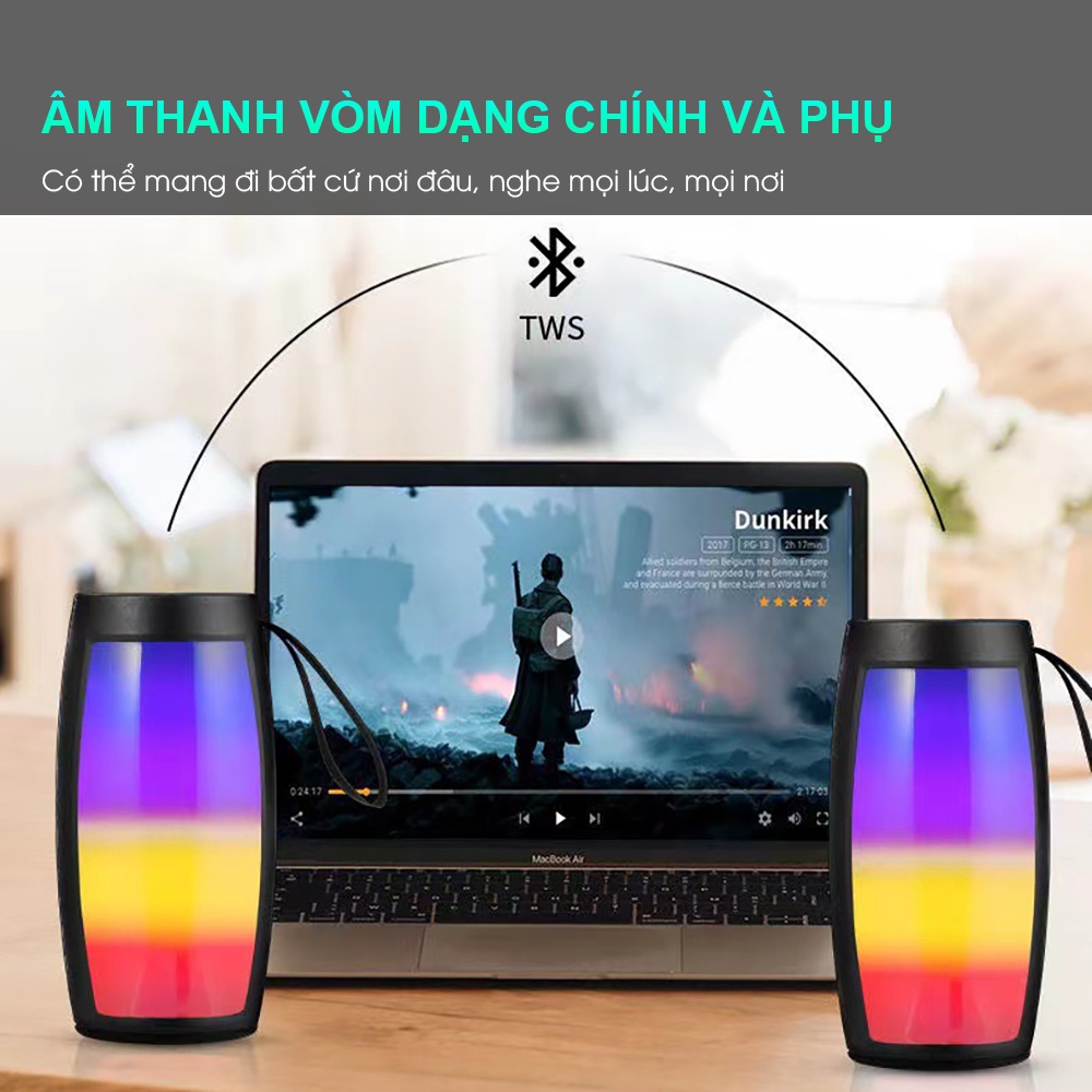 Loa bluetooth không dây SIDOTECH 211 led RGB bass mạnh âm thanh 3D sống động cho điện thoại laptop