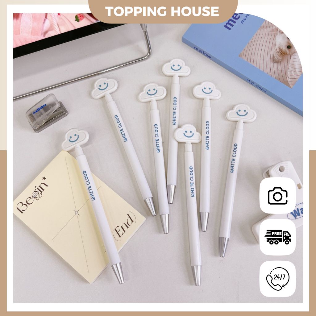 Bút Bi Mực Gel Bấm Hình Đám Mây Nét Ngòi 0.5mm Cho Học Sinh/Văn Phòng - DC36 - Topping House